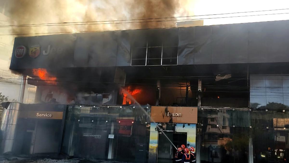 Major fire at vehicle showroom in Thrissur