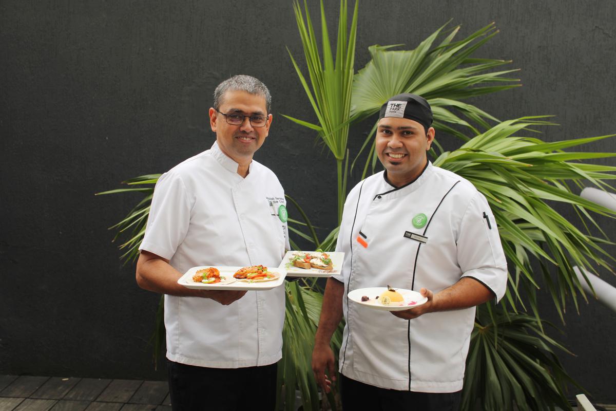 Chef Ashutosh Nerlekar (left) of The Park, Chennai, with dishes that were a part of the hotel’s recent hemp-centric food festival, ‘What the Hemp!’  