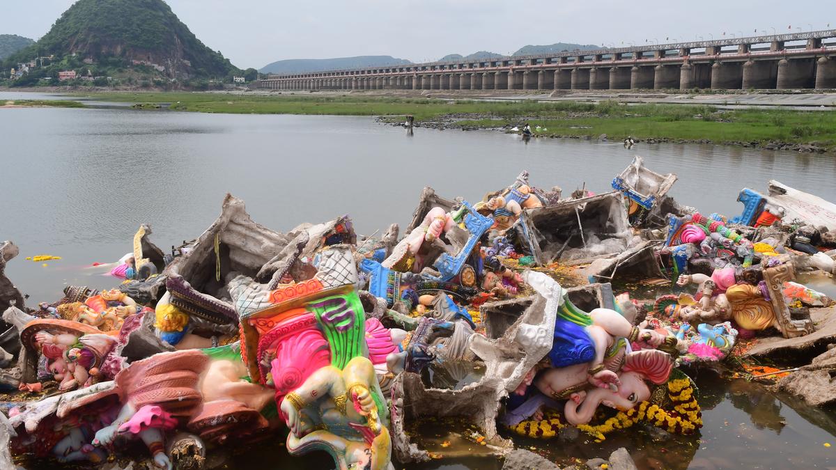 Environmental concerns come to the fore as immersions of PoP Ganesh idols pick up pace in Vijayawada