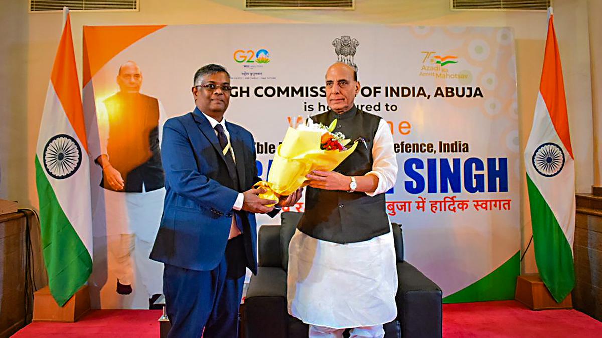 Defence Minister Rajnath Singh interacts with Indian diaspora in Nigeria