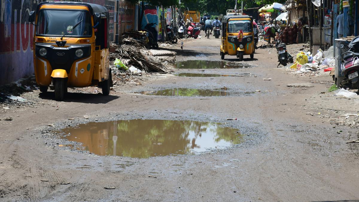 Commuters put to hardship at Villivakkam station as service road in poor condition