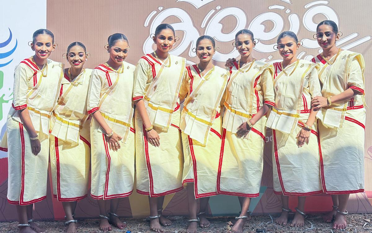 Students of DGMMES college, Mampad, who won the first prize in Margamkali.