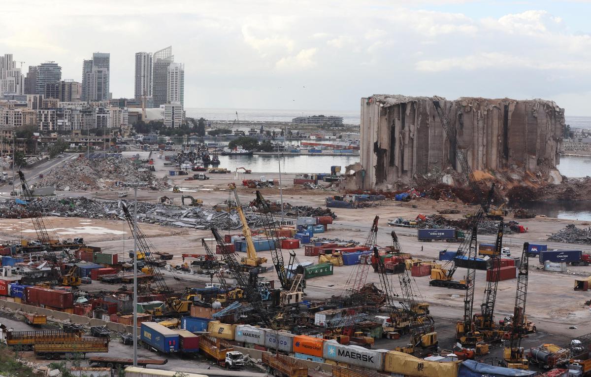 A view shows the site of the Aug. 4 explosion at Beirut port, in Beirut, Lebanon. Picture taken December 9, 2020. 