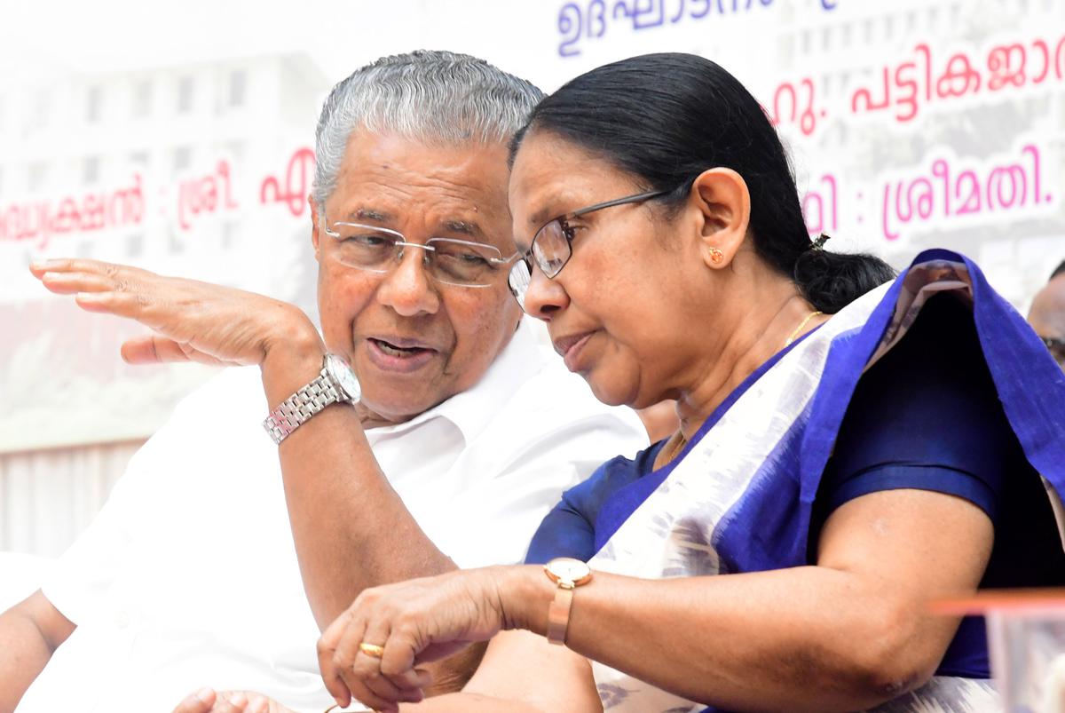 Kerala Chief Minister Pinarayi Vijayan and KK Selja