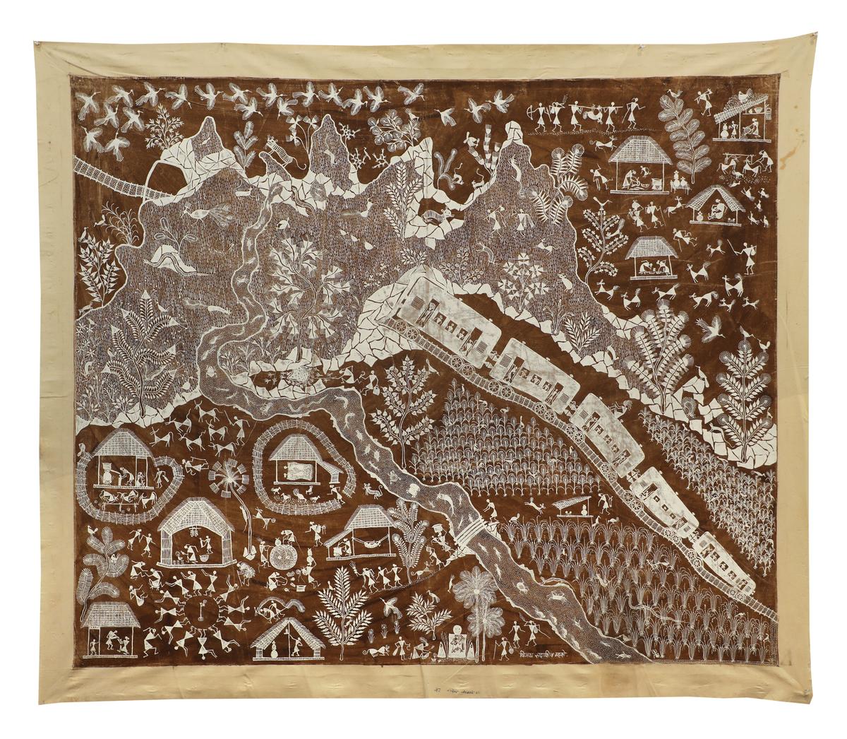 Warli art work by Vijay Sada Shiv Mashe.