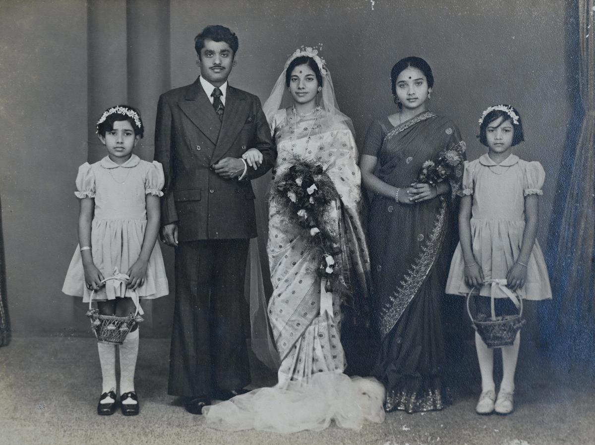 SK Jayarajan with Stella on their wedding day