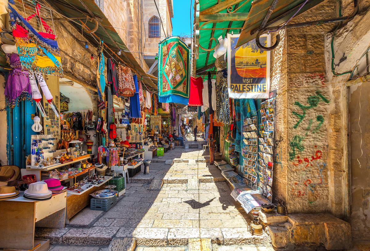 Ancient bazaar in Old City of Jerusalem.