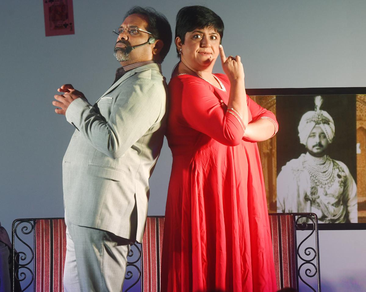 Actors performing the King of Clubs play by author Sreekumar Varma.