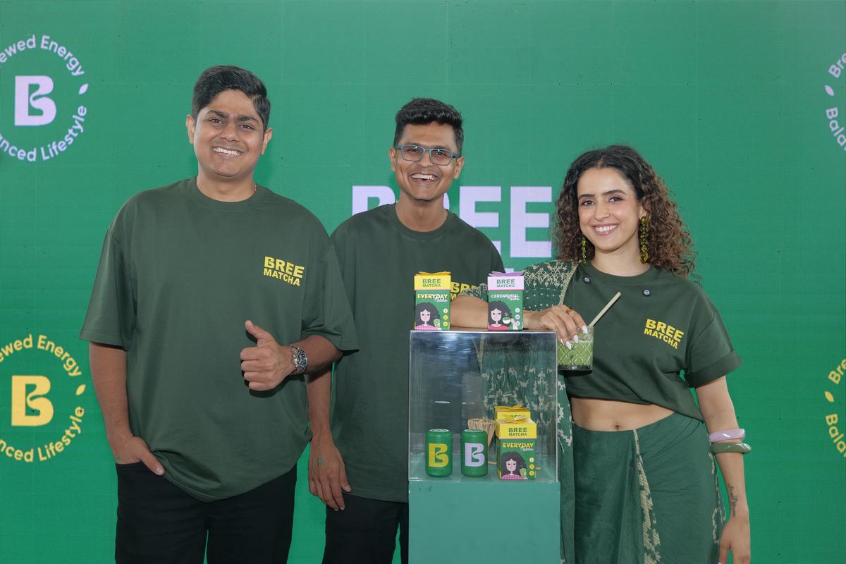 Sanya Malhotra with co-founders Kunal Shah and Siddharth Shah