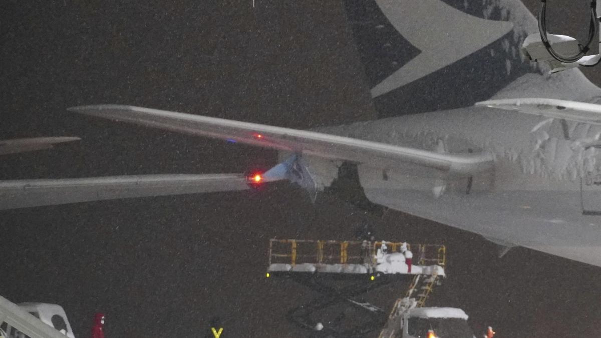 Korean Air plane bumps parked Cathay Pacific aircraft at a Japanese airport; no injuries reported