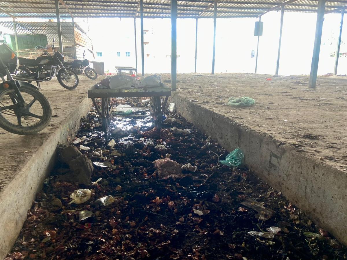 Waste dumped inside the Market Stalls, at K.R. Puram, in Bengaluru.