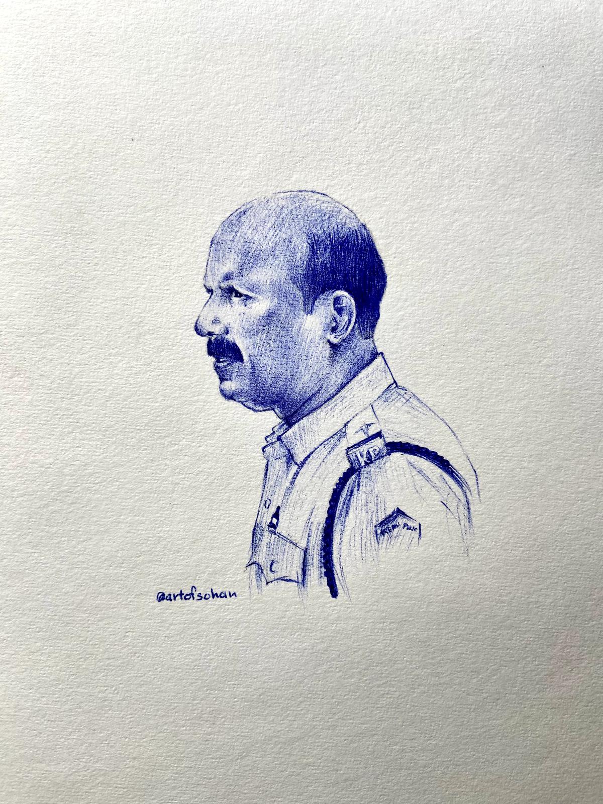 The portrait of a police man by Sohan VK 