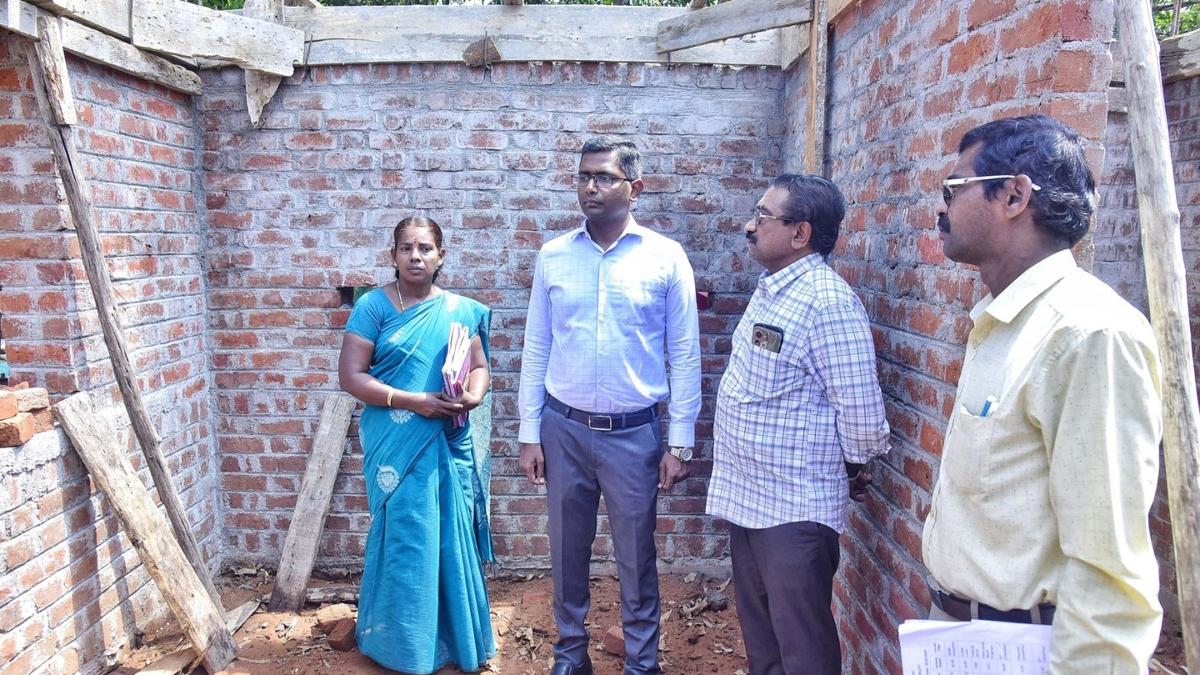 Collector inspects roadworks at village panchayat, meets workers engaged under job scheme