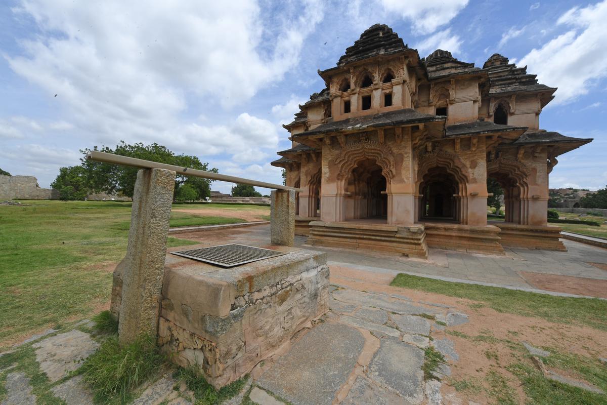 A well to provide water was constructed inside the Lotus Mahal premises.  