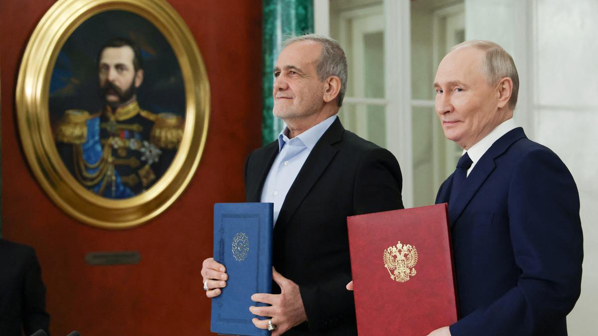 Russia and Iran sign a partnership treaty to deepen their ties in the face of Western sanctions