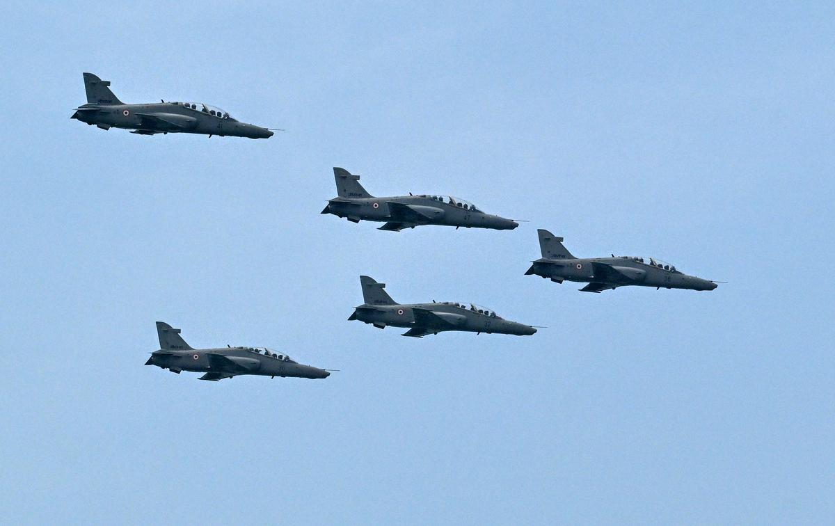 Naval trainer jets rehearsing a flypast over RK Beach on Friday (June 20, 2025). Naval trainer jets rehearsing a flypast over RK Beach on Friday (June 20, 2025).