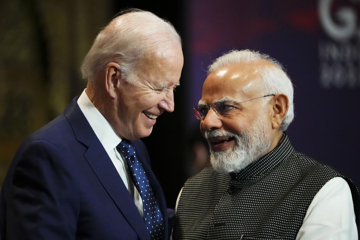 Prime Minister Narendra Modi with U.S. President Joe Biden as they arrive for the first working session of the G20 leaders summit in Nusa Dua, Bali, Indonesia, Tuesday, Nov. 15, 2022. 