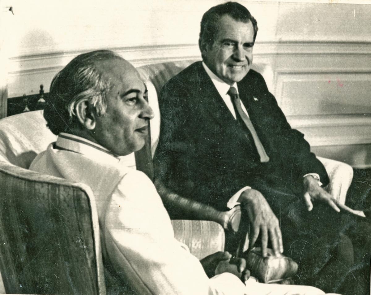 President Nixon (right) talks in his White House office on September 18, 1973 with Pakistan’s Prime Minister Zulfikar Ali Bhutto President Nixon (right) talks in his White House office on September 18, 1973 with Pakistan’s Prime Minister Zulfikar Ali Bhutto