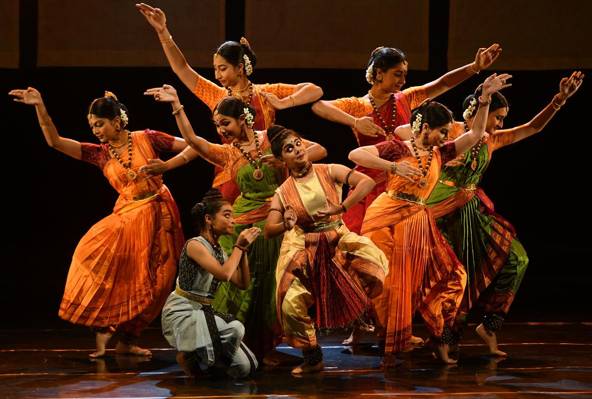 Artistes of the Shakarananda Kalakshetra of renowned dancer Dr. Ananda Shankar Jayant performing a classical dance ‘Tales of the Bull and the Tiger’ at Ravindra Bharathi in Hyderabad on August 05, 2018.