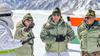 Defence Minister Rajnath Singh and Chief of Army Staff General Manoj Pande during a visit at Siachen Base Camp, in Ladakh on April 22, 2024.