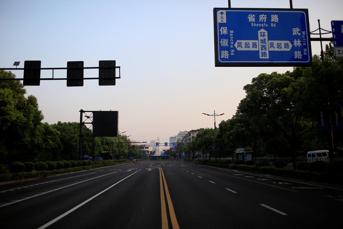 An empty street in Hangzhou, China, after the police closed the area ahead of the 2016 G-20 summit.