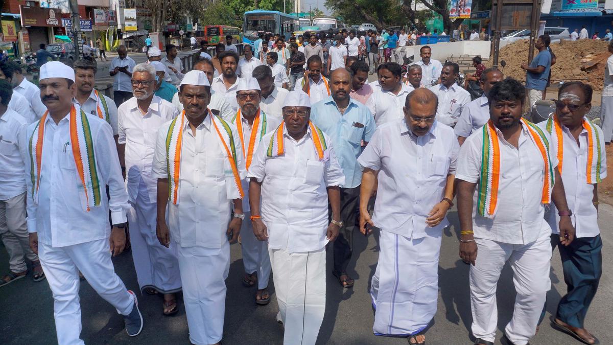 Congress stages protest against disqualification of Rahul Gandhi