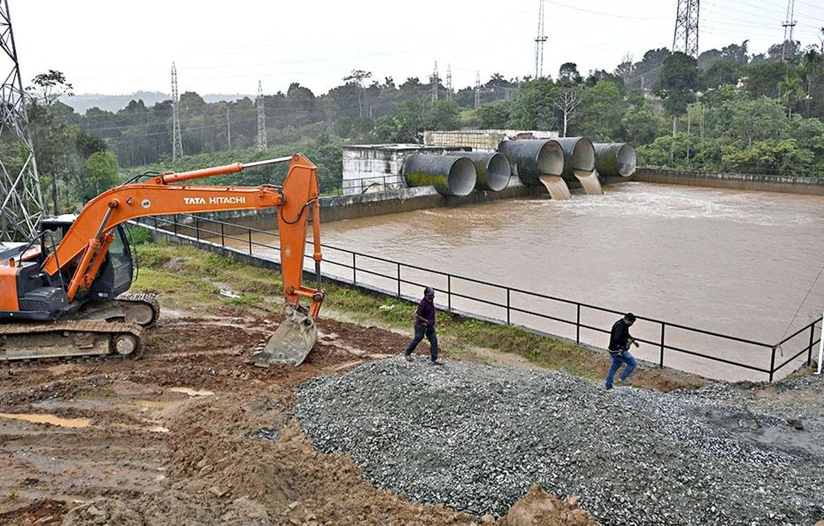 A principal casa de bombas do Projeto Integrado de Água Potável Yettinahole em Doddanagara.