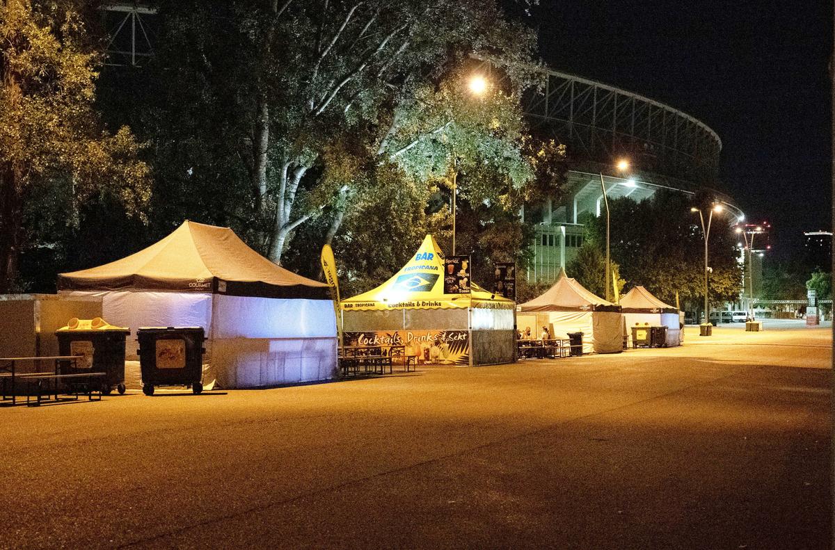 General view outside Happel stadium after Taylor Swift’s three concerts this week were canceled after the government confirmed a planned attack at the stadium in Vienna, Austria, August 8, 2024. 