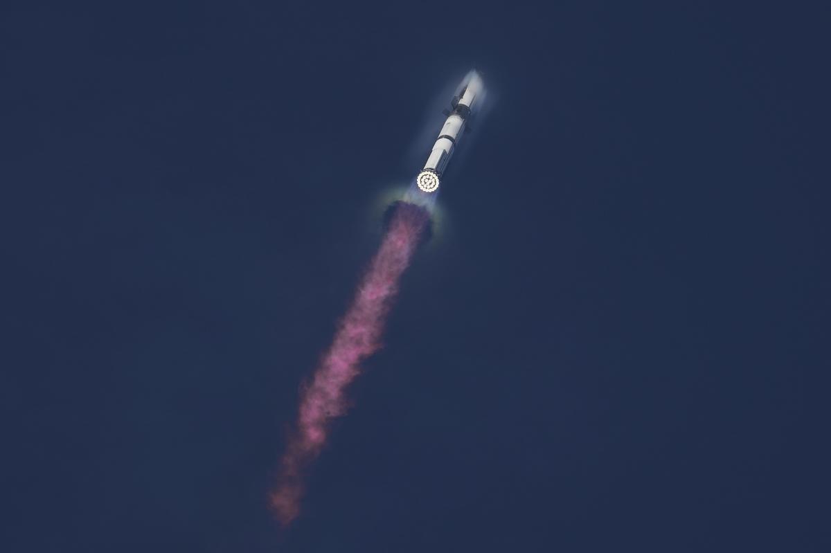 SpaceX’s mega rocket Starship makes a test flight from Starbase, Texas, on August 26, 2025. SpaceX’s mega rocket Starship makes a test flight from Starbase, Texas, on August 26, 2025.
