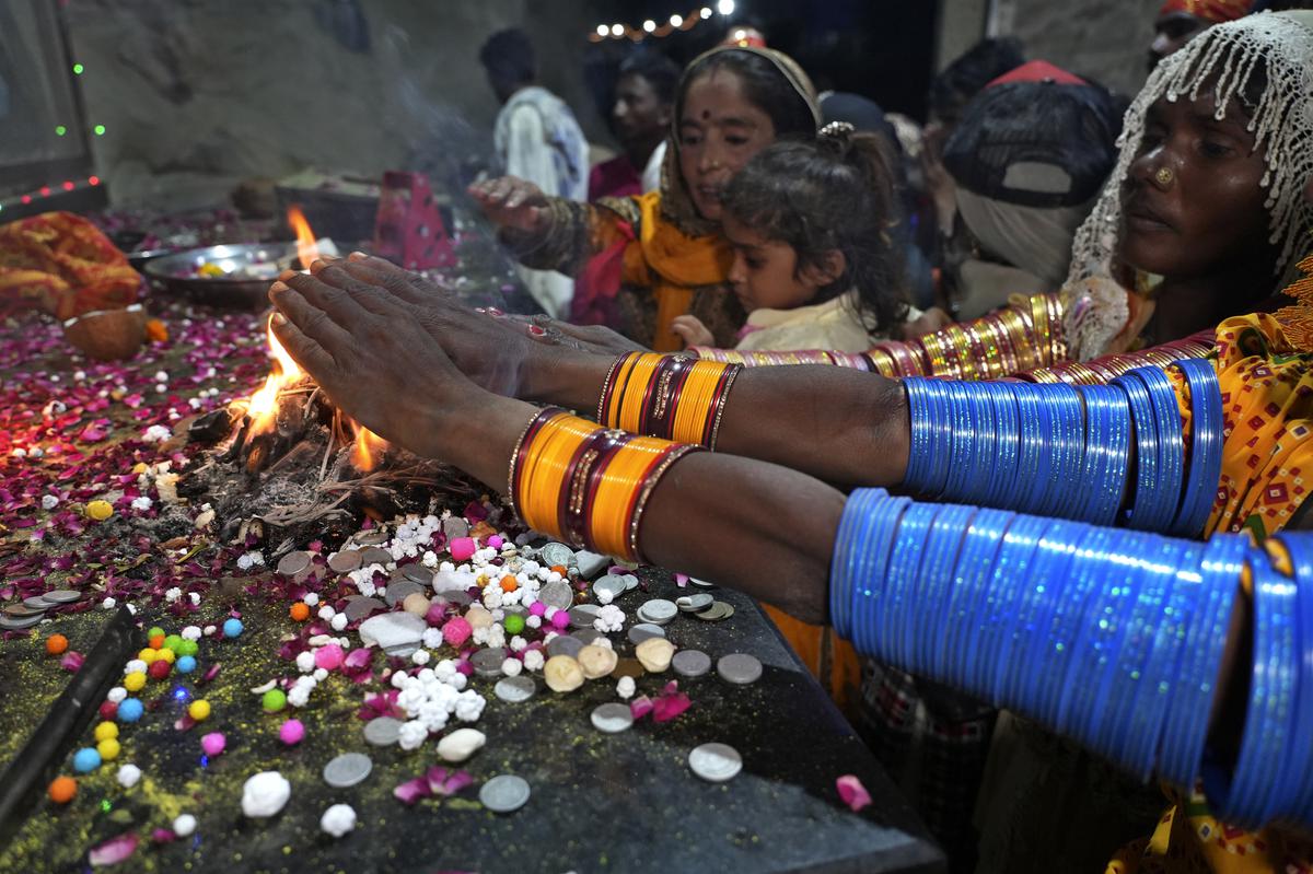 Hindu devotees perform their rituals during an annual festival in an ancient cave temple of Hinglaj Mata in Hinglaj in Lasbela district in Pakistan’s southwestern Baluchistan province.