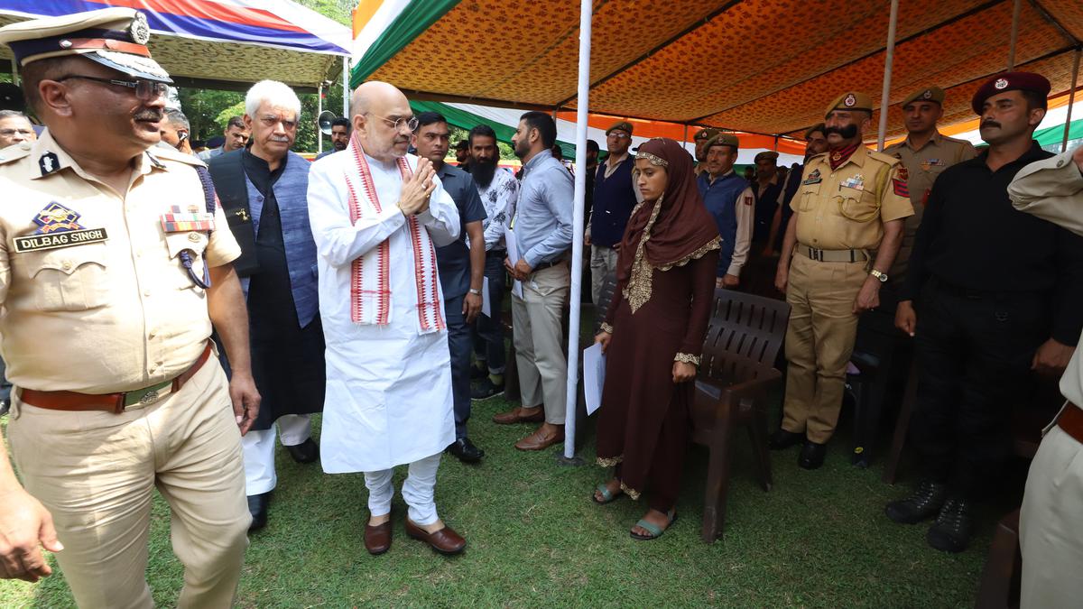 Amit Shah meets kin of slain J&K Police personnel; distributes appointment letters
