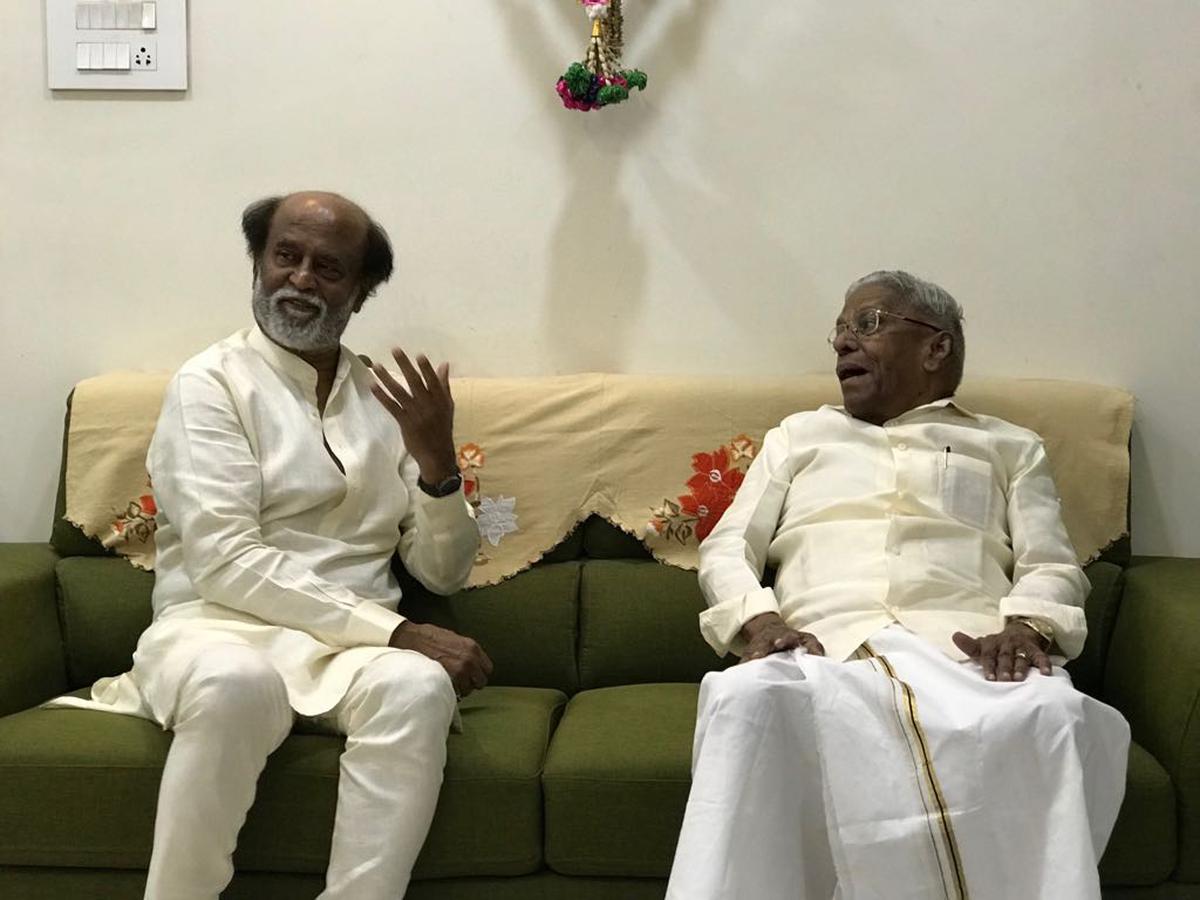 Actor Rajinikanth with R.M. Veerappan. File 