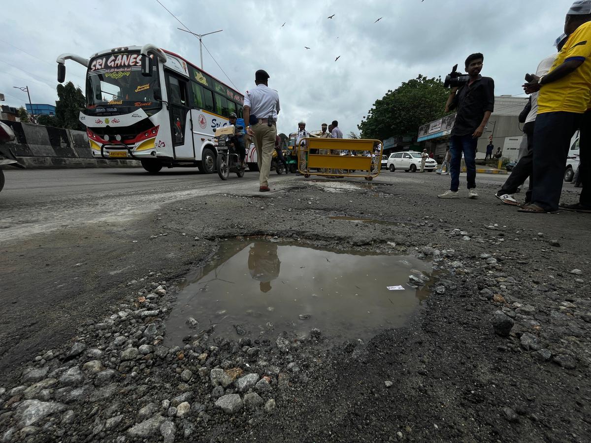 Woman critical after KSRTC bus hits her while negotiating bad stretch of road