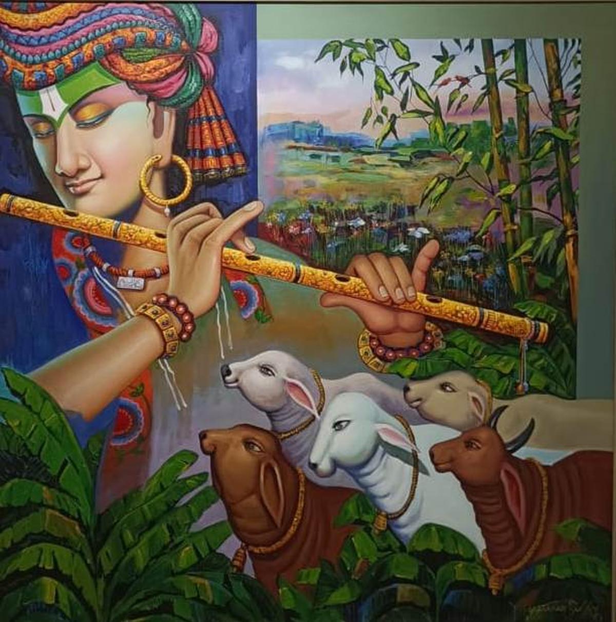 Govind Cowherd, a mixed media work by Narender Reddy Govind Cowherd, a mixed media work by Narender Reddy