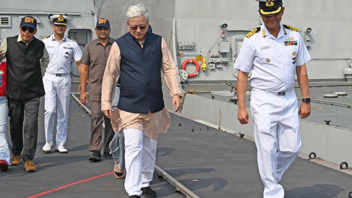 Telangana Governor visits INS Himgiri, Kalvari Class submarine in Visakhapatnam