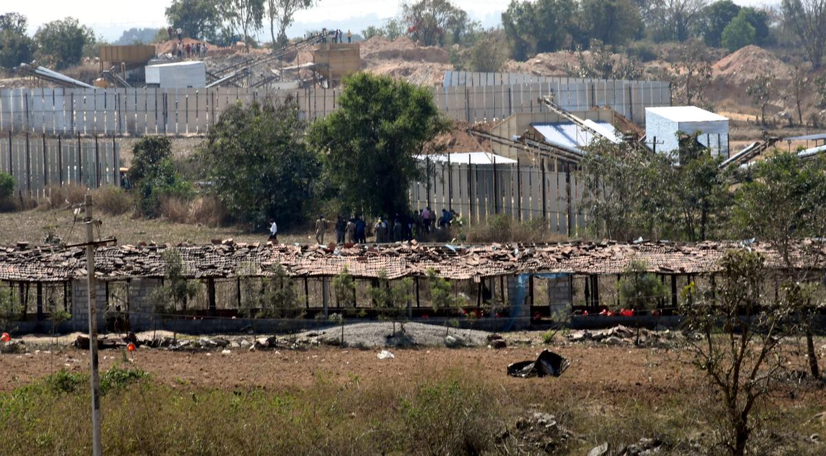 A file photo of authorities retrieving the remains of victims at the blast site at Hunasodu in Shivamogga taluk. 
