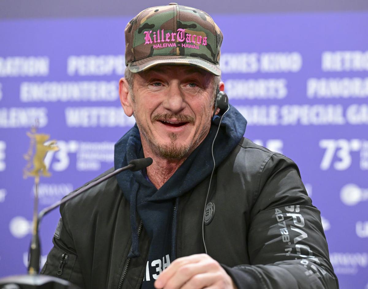 Actor-filmmaker Sean Penn at a press conference during the 73rd Berlin International Film Festival.