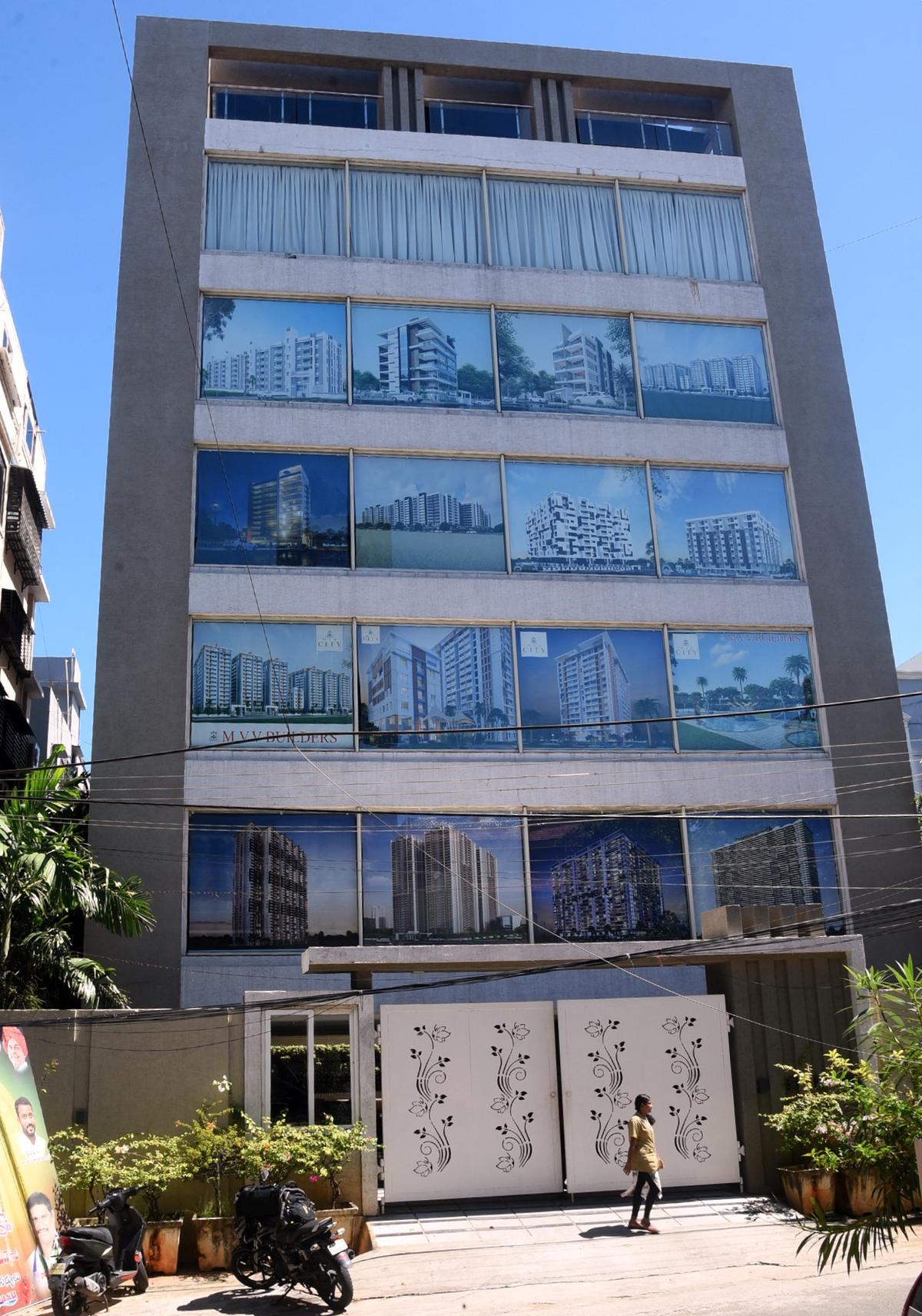 The office of former MP M.V.V. Satyanarayana at Lawson’s Bay Colony in Visakhapatnam, which was reportedly raided on Saturday.