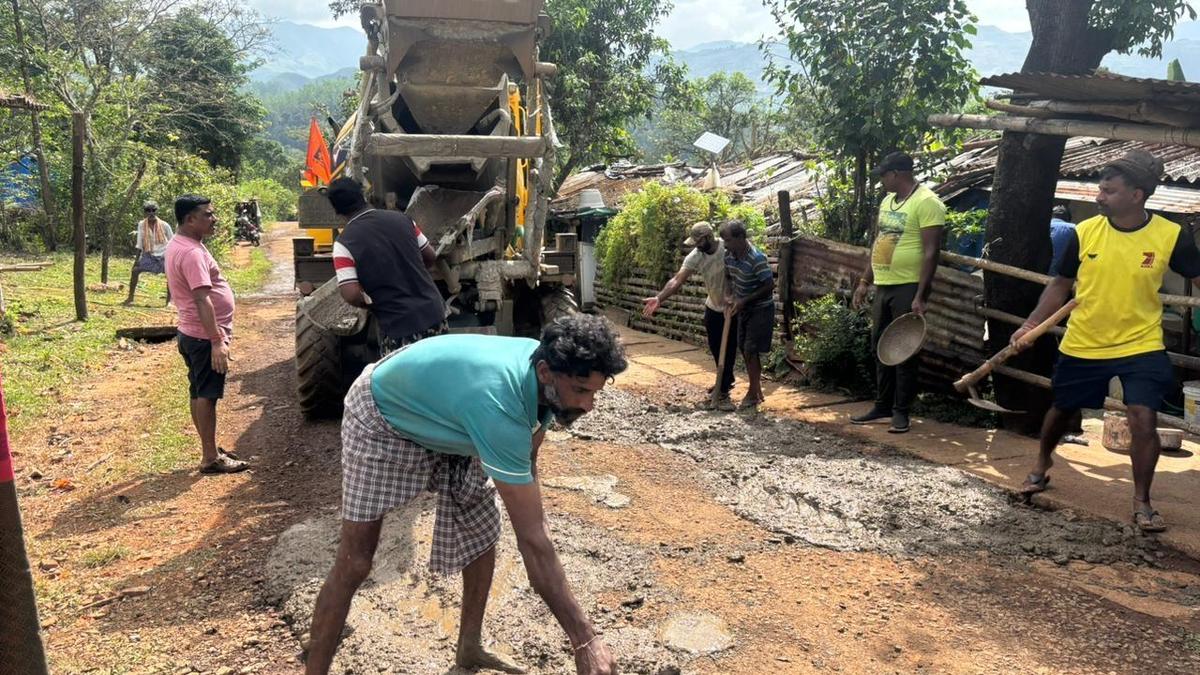 After no government response for a long time, labour colony residents in Kudremukh repair road themselves
