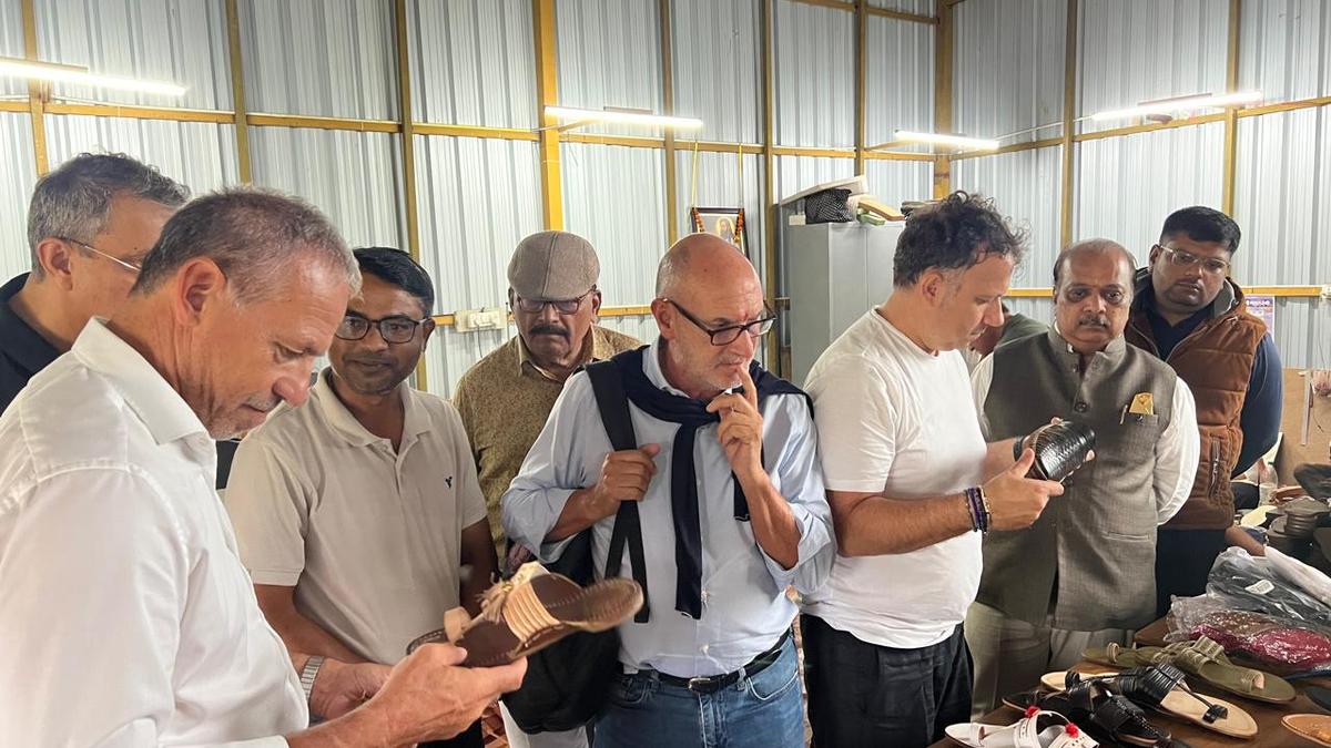 Prada technical team visits Kolhapuri chappal artisans, takes samples,  gifted original design similar to their controversial leather sandals - The  Hindu