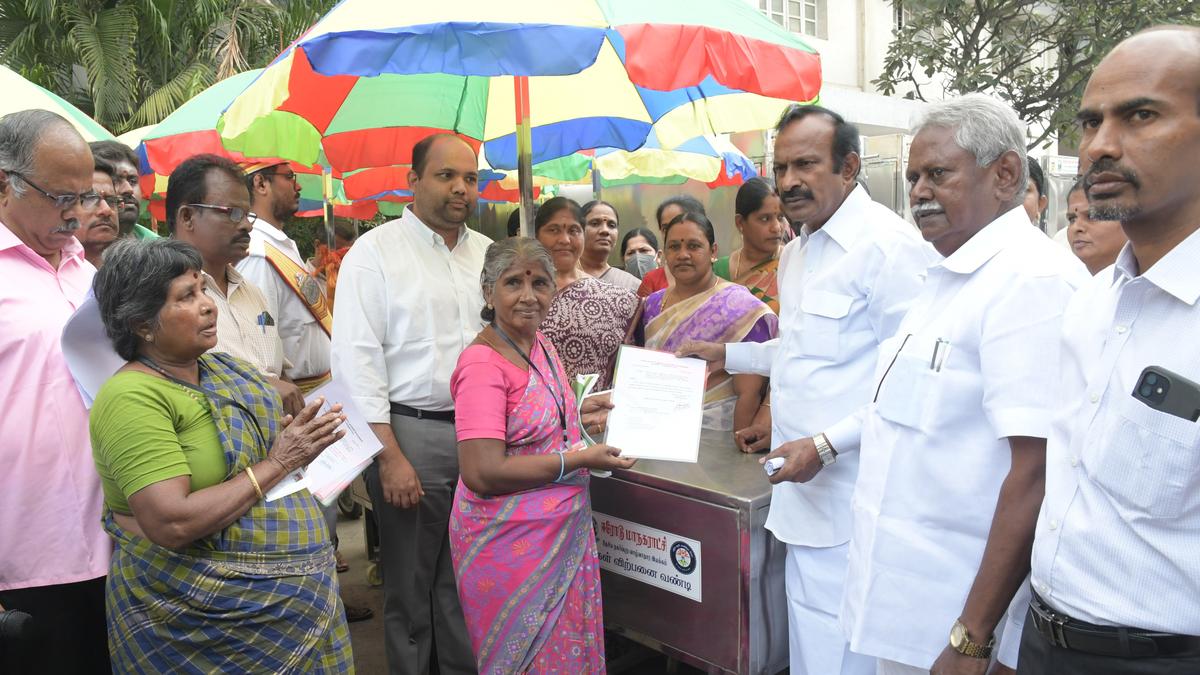 Mobile vending carts distributed to street vendors in Erode The Hindu