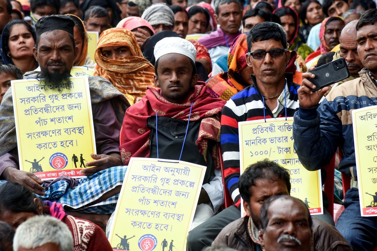 A protest on ‘International Day of Persons with Disabilities’, in Kolkata.