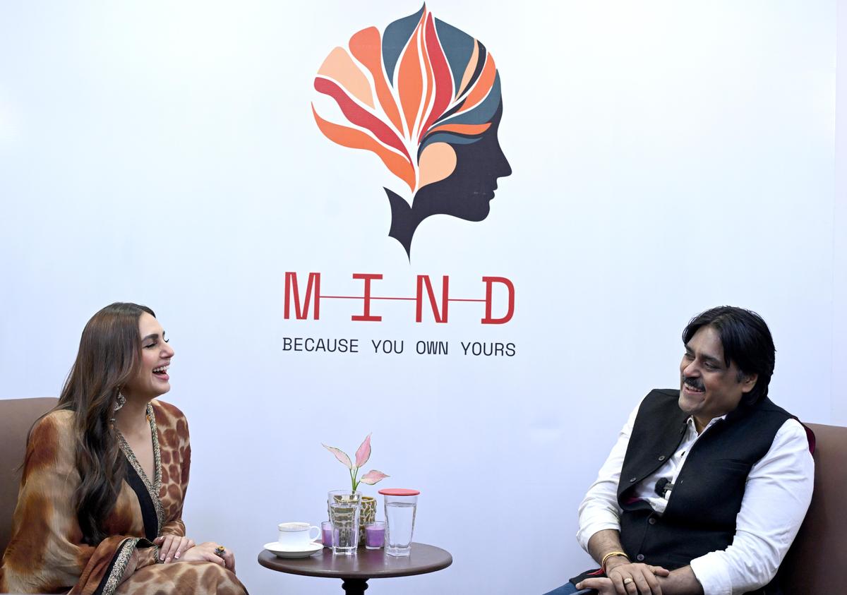 New Delhi: 01/11/2025: Indian actress Huma Qureshi along with Anuj Kumar, Deputy Editor, Metro Plus The Hindu during 'The Hindu MIND Series'in New Delhi on November 01, 2025. 
Photo by: Shashi Shekhar Kashyap/ The Hindu
