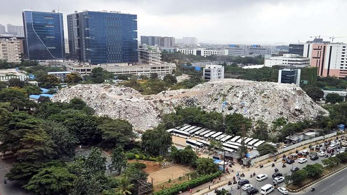 Cyberabad Municipal Corporation explores solutions to clear debris heap in Gachibowli