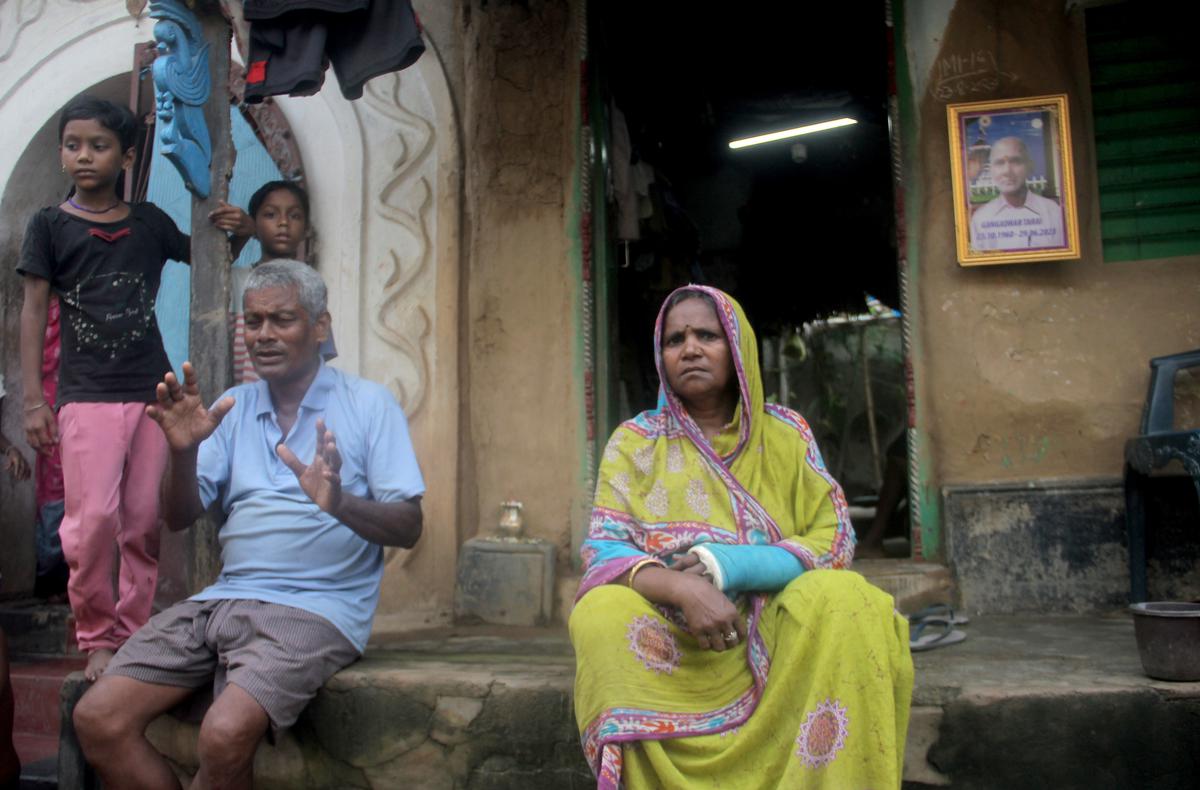 Jamuna Tarai, whose husband, Gangadhar, died in a crocodile attack in Ghagaradia village, Kendrapara district. 