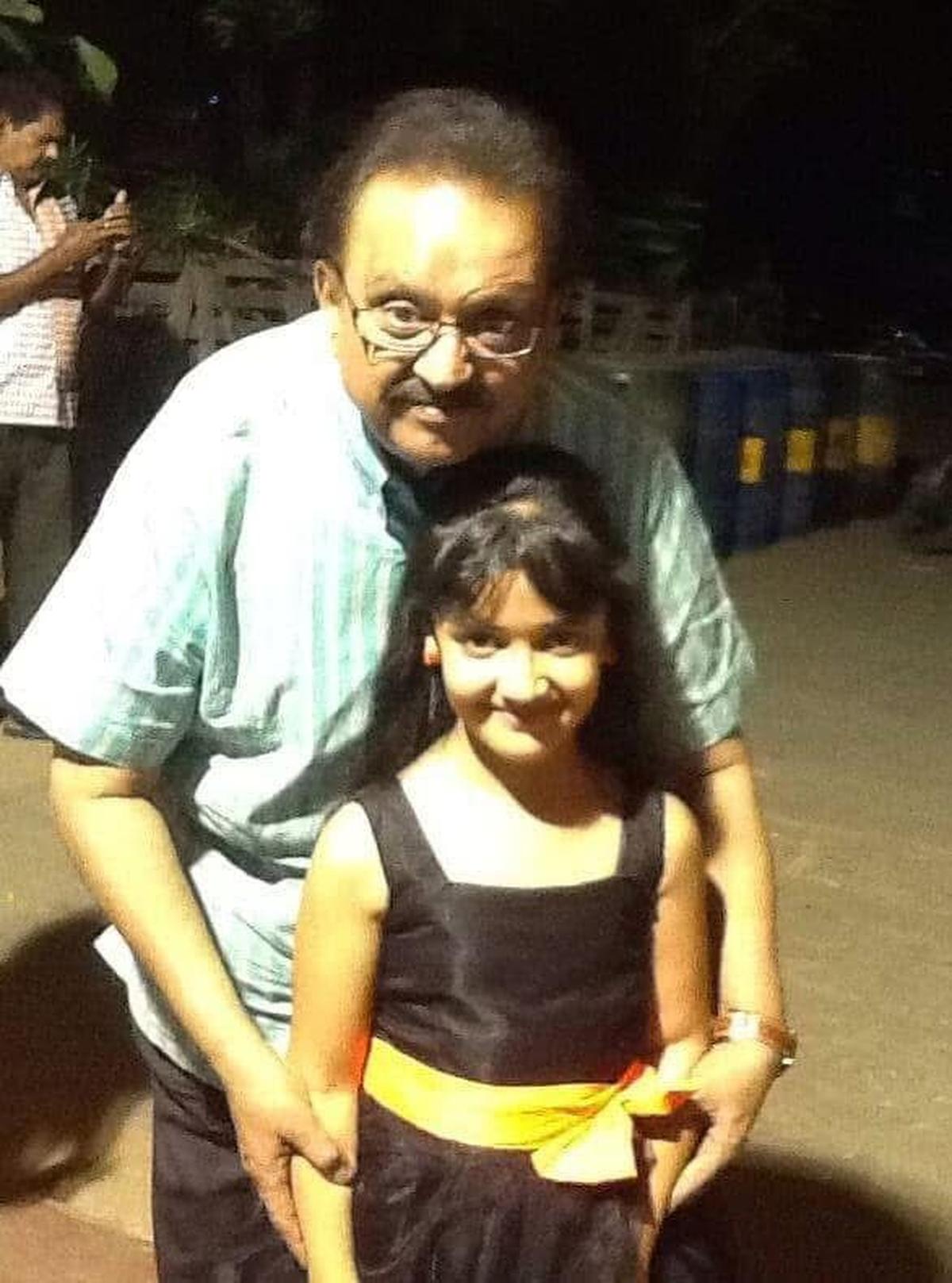 Young Spoorthi with notable playback singer, S.P. Balasubramaniam. Young Spoorthi with notable playback singer, S.P. Balasubramaniam.
