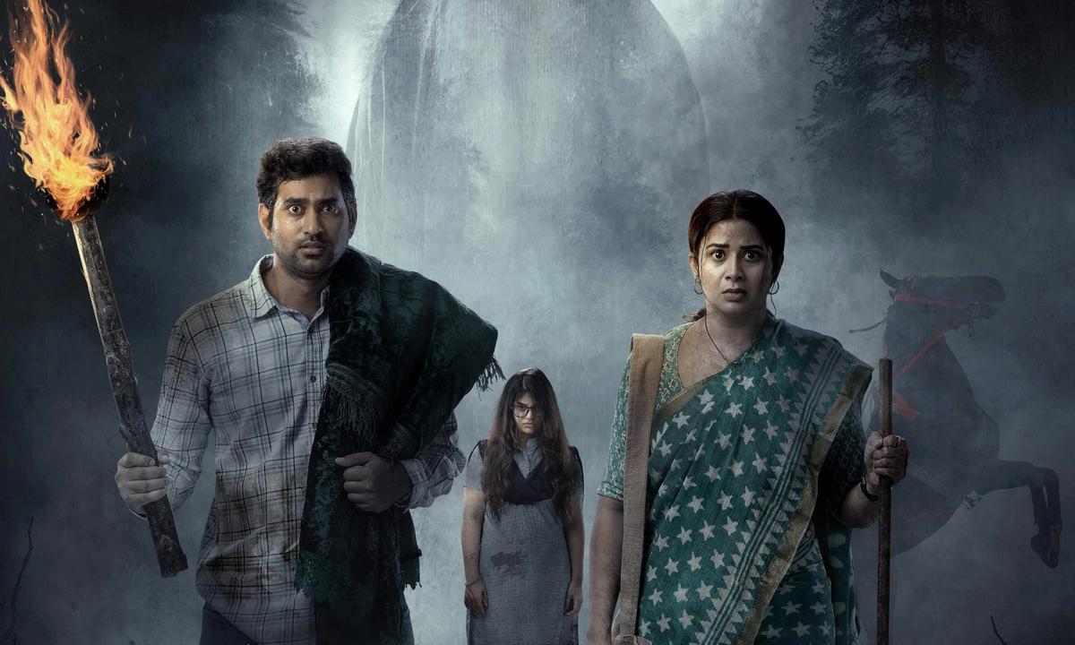 Thiruveer, Bandhavi and Sangitha in the horror drama ‘Masooda’