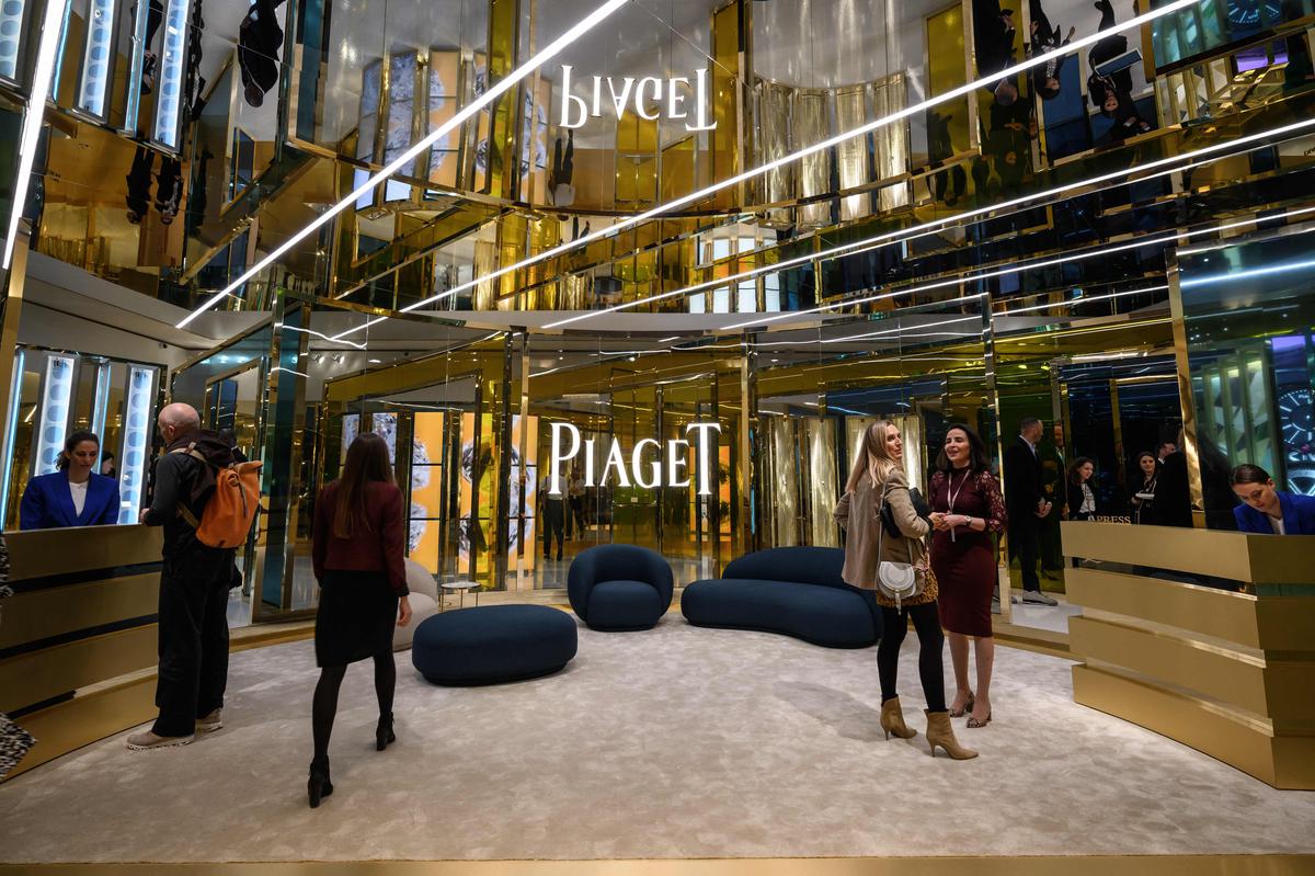 The booth of Swiss luxury watchmaker and jeweller Piaget The booth of Swiss luxury watchmaker and jeweller Piaget