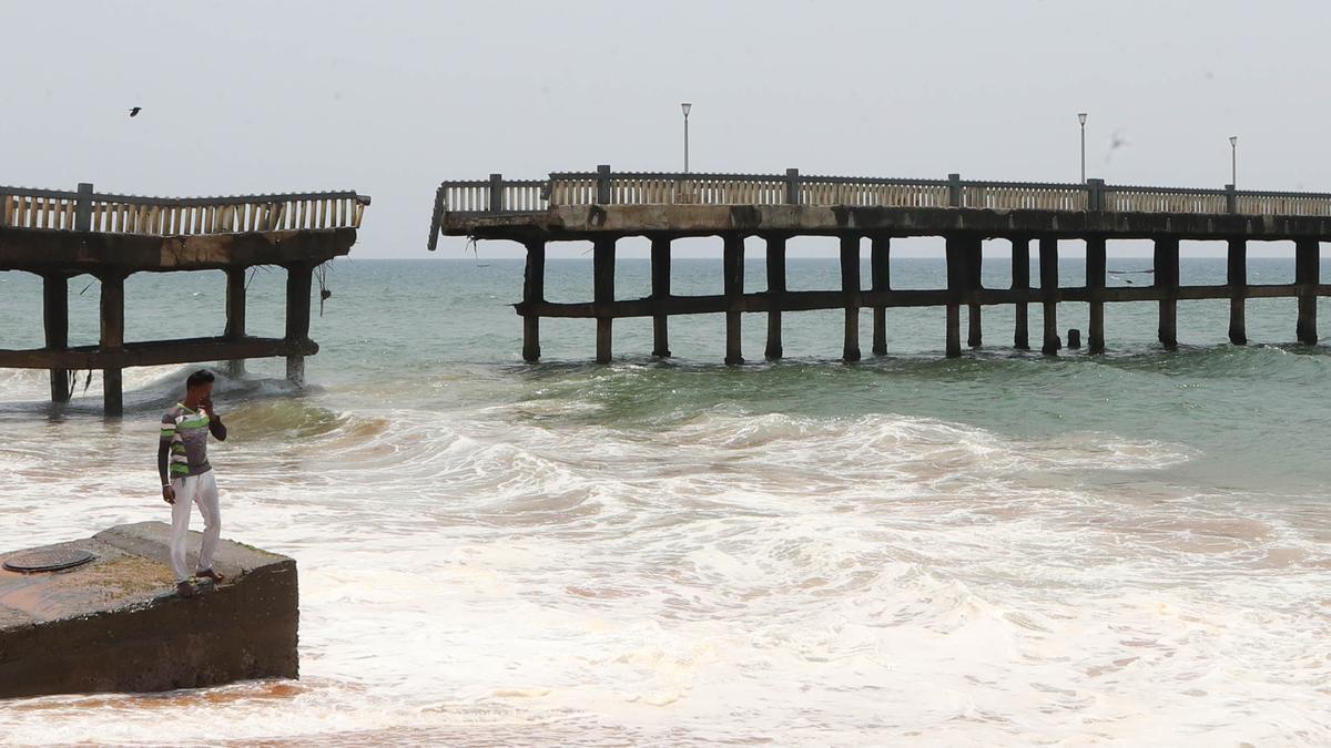 Part of Valiyathura Pier in Thiruvananthapuram collapses