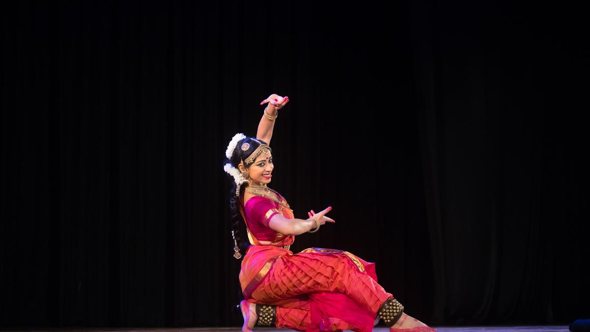 Flyer with indian classical dancer image and sitting singer on Craiyon